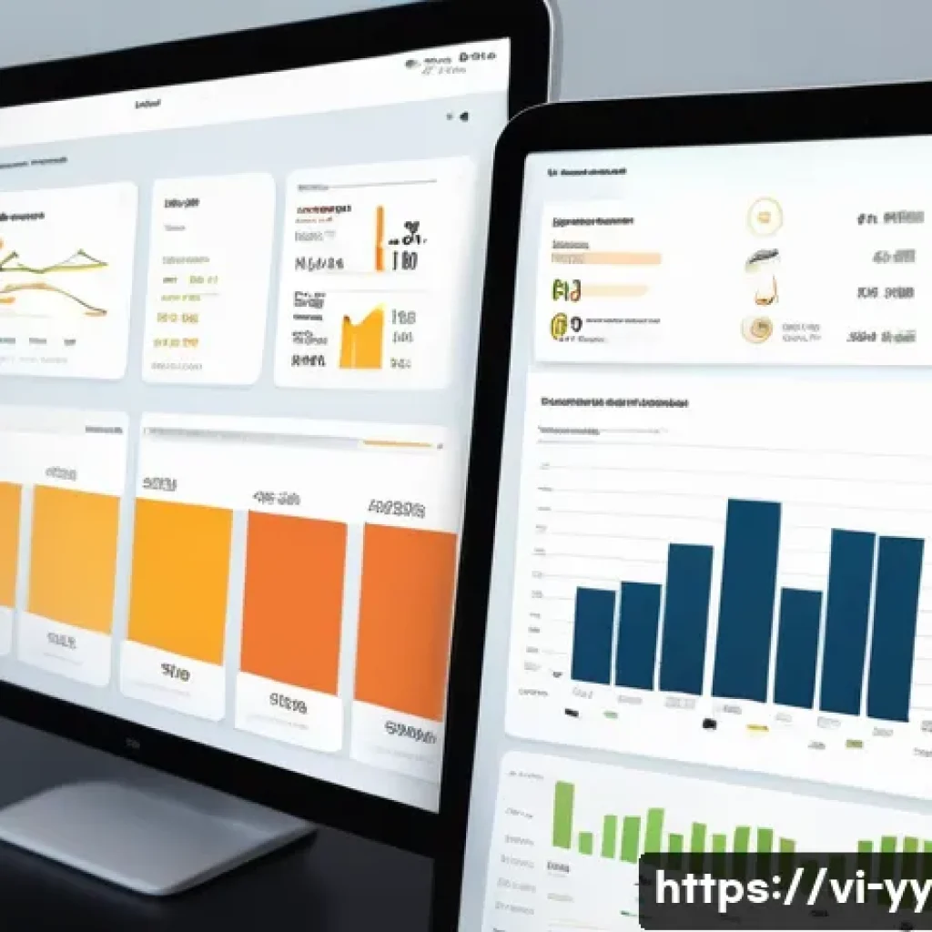 대시보드 디자인에서의 정보 시각화 전략 - A minimalist and highly intuitive digital dashboard displaying complex business data as an engaging ...