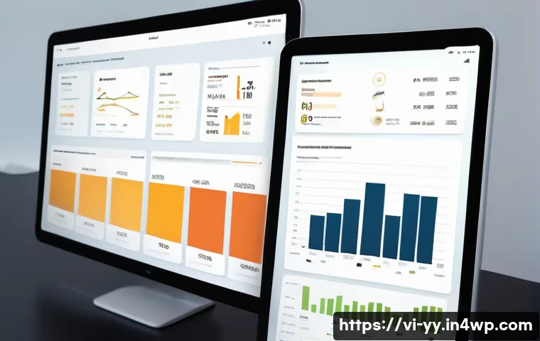 대시보드 디자인에서의 정보 시각화 전략 - A minimalist and highly intuitive digital dashboard displaying complex business data as an engaging ...