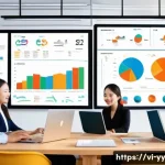 Home 21 비즈니스 인사이트를 위한 데이터 시각화 가이드 - A modern Vietnamese office environment with a diverse team of professionals collaborating around a l...
