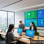 Home 20 효과적인 정보 시각화를 위한 사용자 피드백 활용 - A modern Vietnamese office setting with a diverse group of professionals analyzing colorful, interac...
