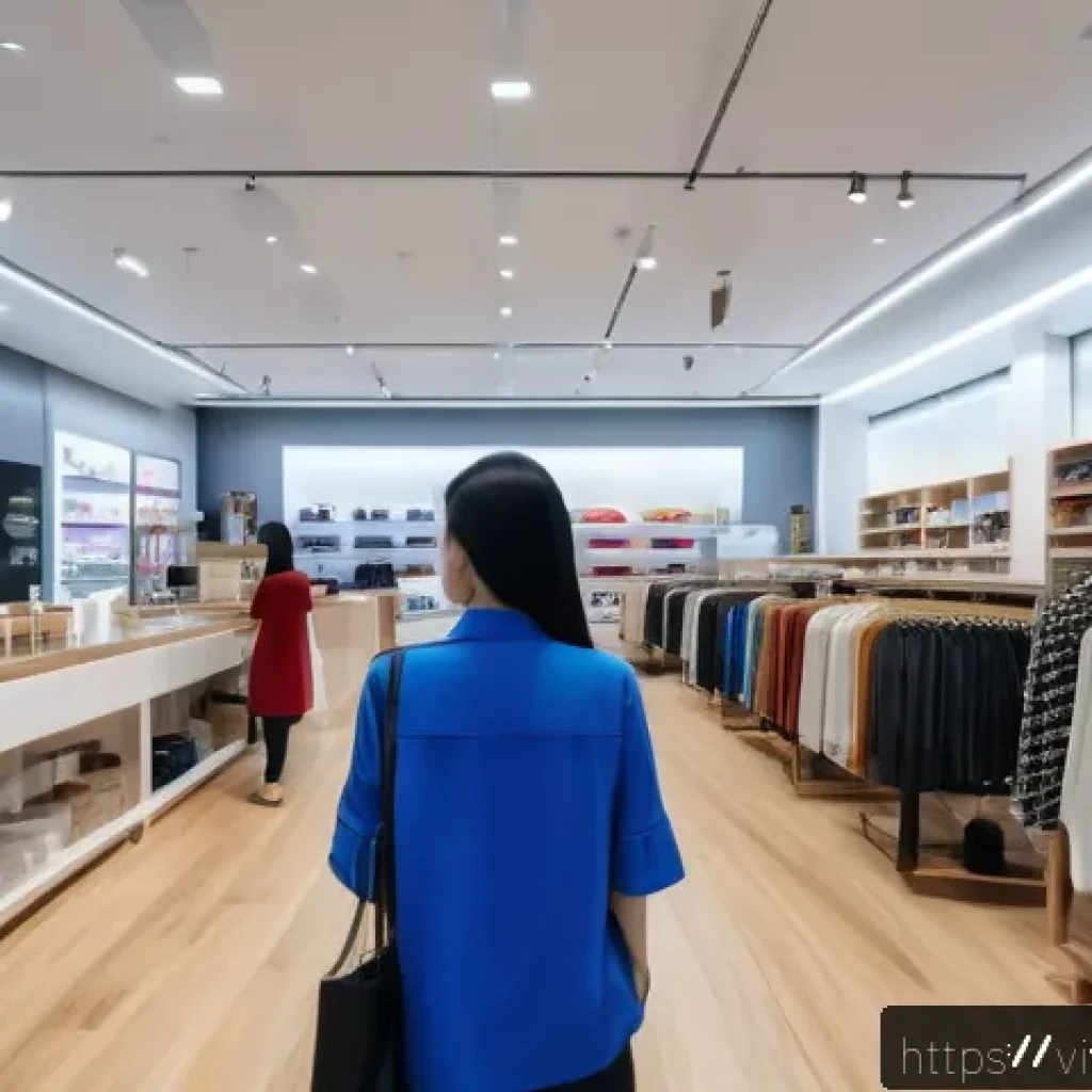 정보 시각화와 AI의 융합 가능성 - A modern Vietnamese fashion retail store interior with diverse customers browsing and interacting, c...